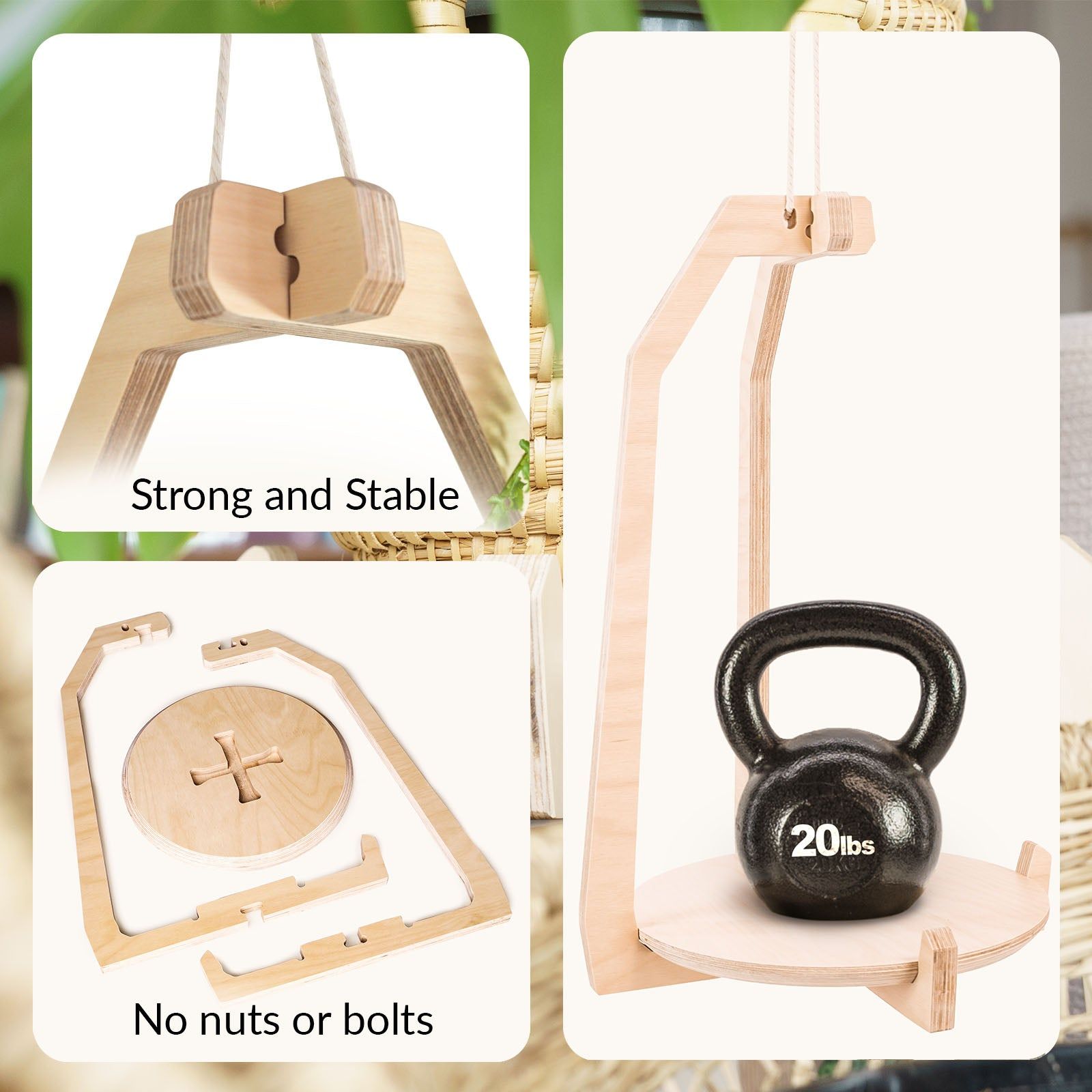 Japandi Hanging Plant Stand - - Work From Home Desks