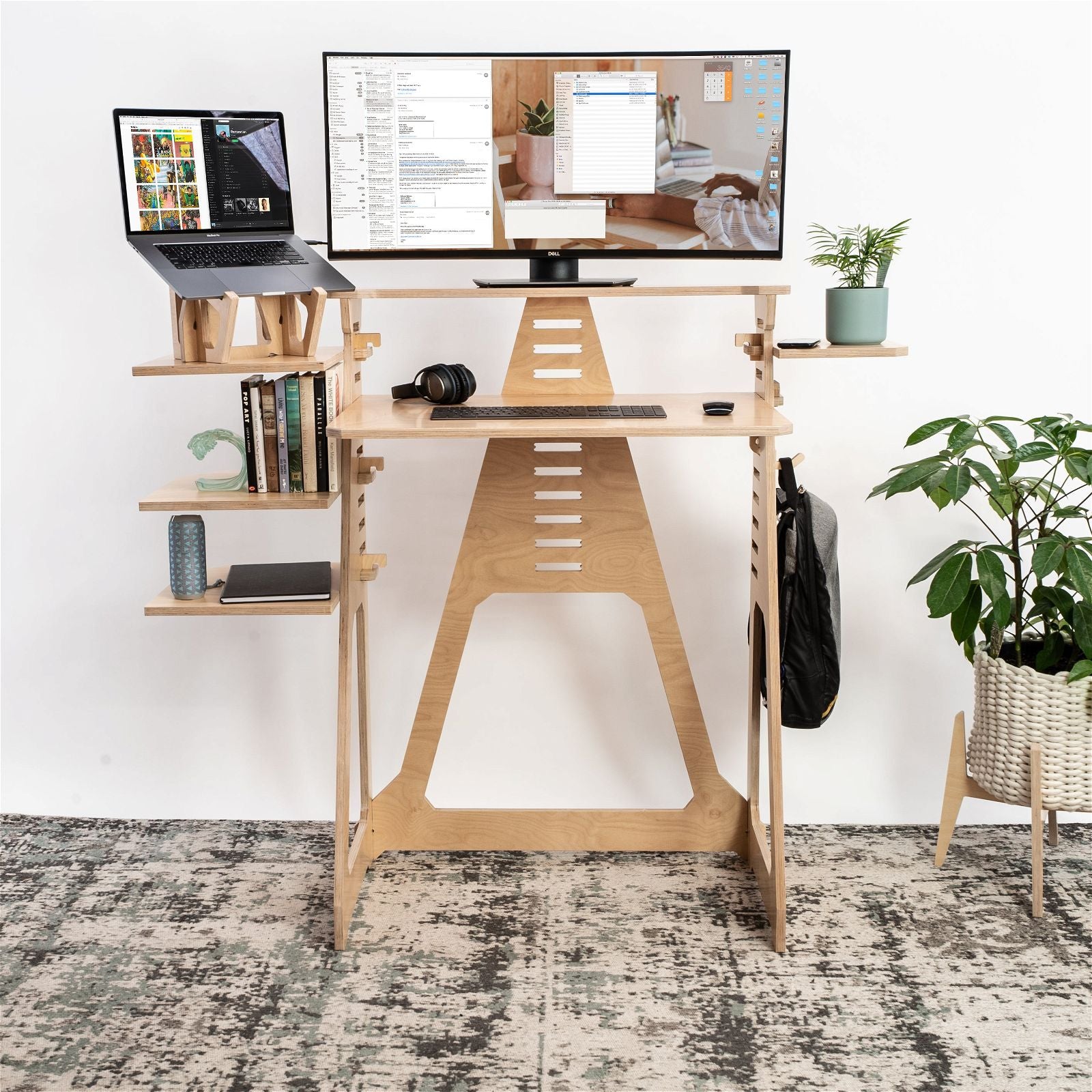 Laptop Lifter Wing & Two Wing Shelves - - Work From Home Desks