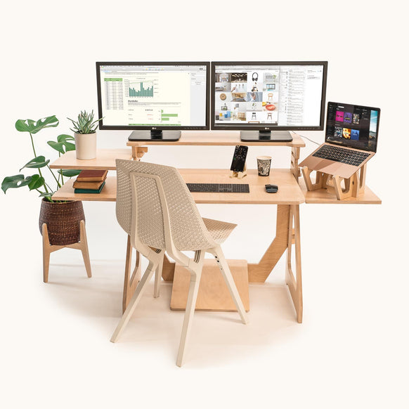 Sitting Desk with shelves and noho move chair - - Work From Home Desks