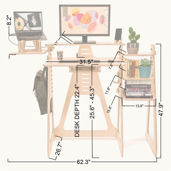 Standing Desk with Book Shelf - - Work From Home Desks