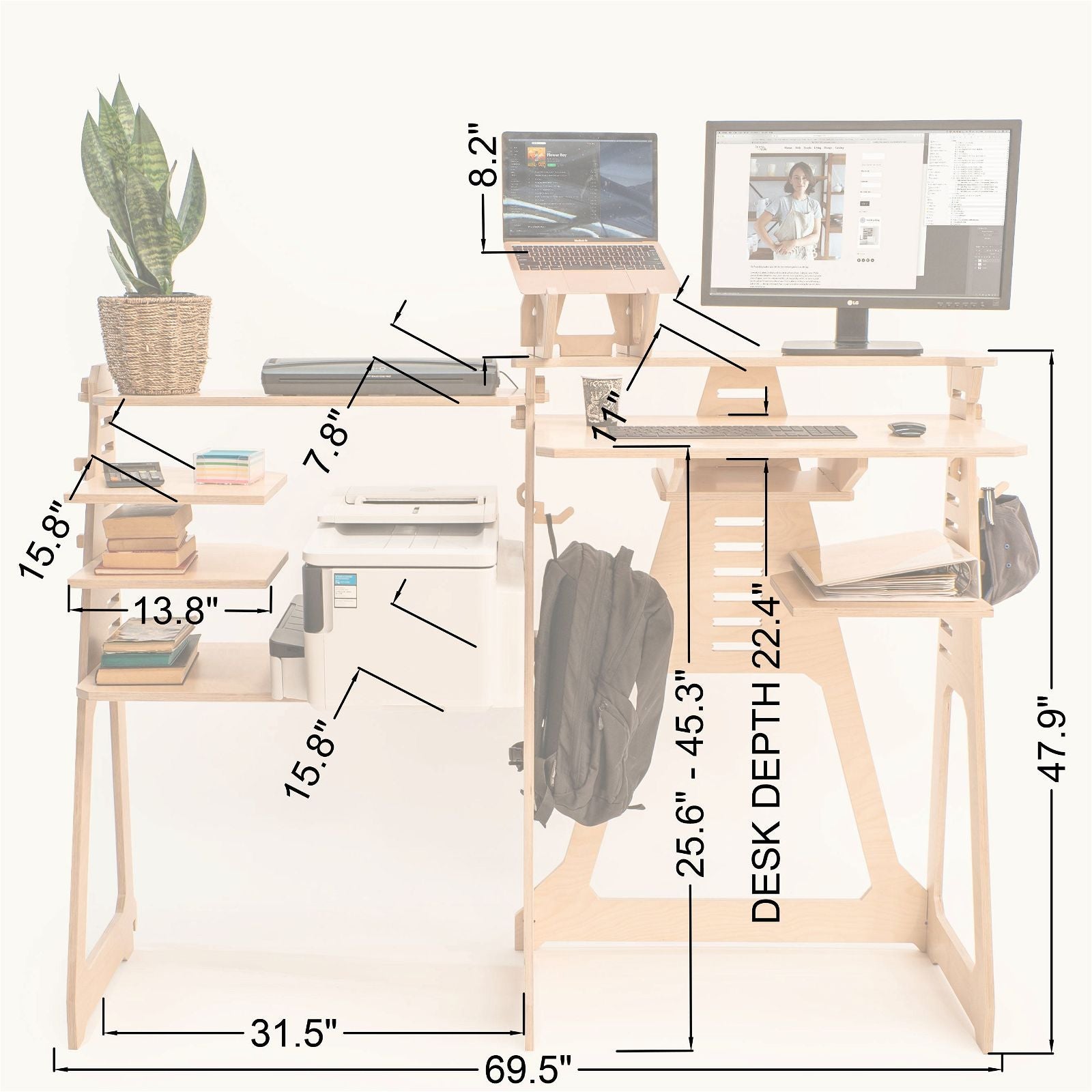Standing Desk with Side Shelves - - Work From Home Desks