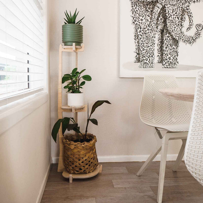 Japandi Corner Plant Stand -  - Work From Home Desks                                    