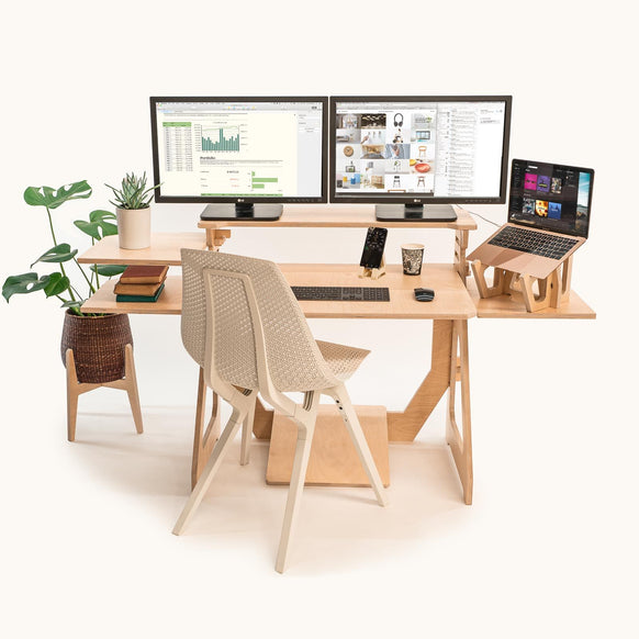 Sitting Desk with shelves and noho move chair -  - Work From Home Desks                                    