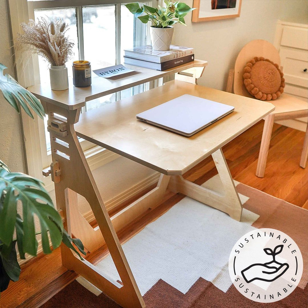 Sitting Desk with shelves and noho move chair -  - Work From Home Desks                                    