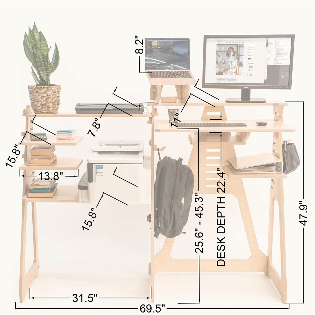 Standing Desk with Side Shelves -  - Work From Home Desks                                    