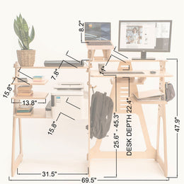 Standing Desk with Side Shelves -  - Work From Home Desks                                    