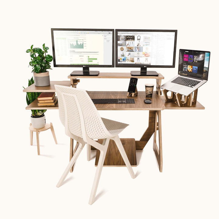 Sitting Desk with shelves and noho move chair