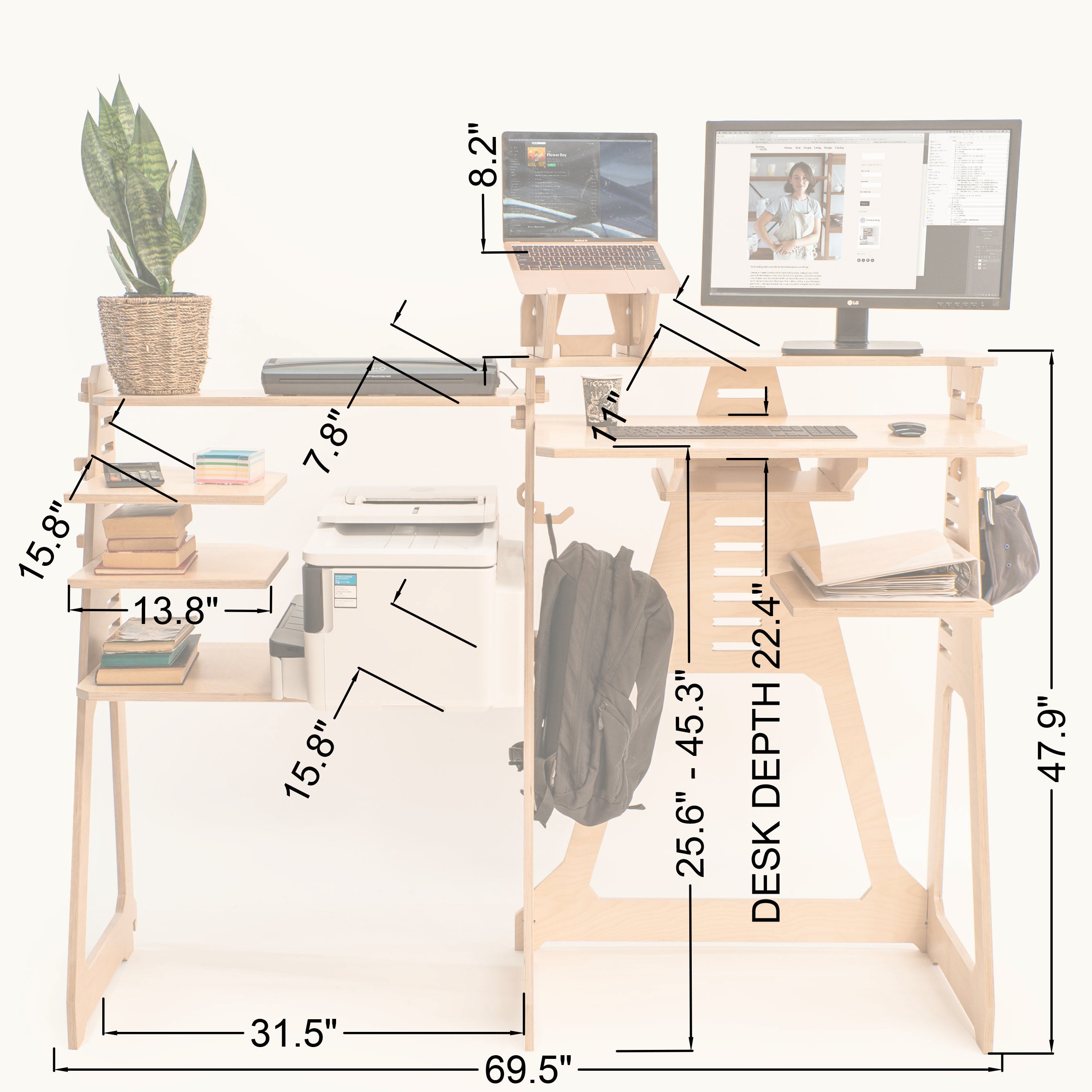 Standing Desk with Side Shelves